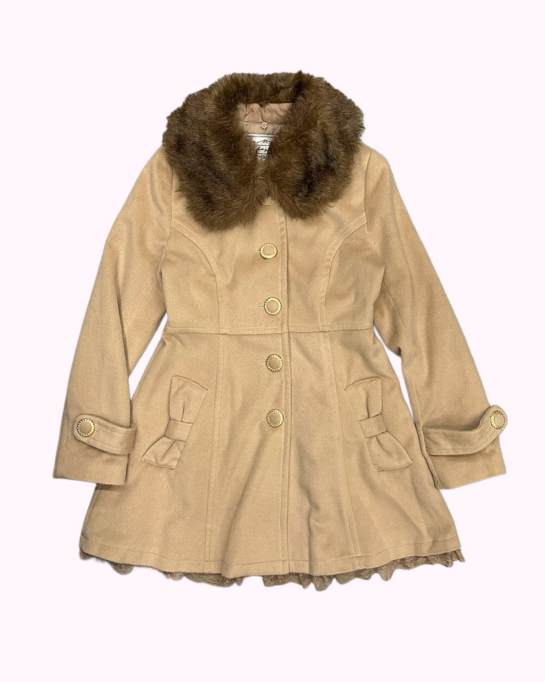 JOKY GAL ribbon detail fur lace coat 상품이미지1