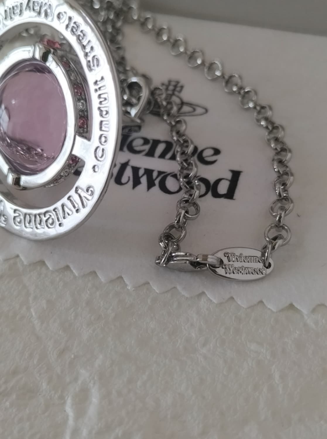 비비안웨스트우드 아카이브 베이비핑크 크리스탈 빅 orb 팬던트 목걸이 상품이미지7