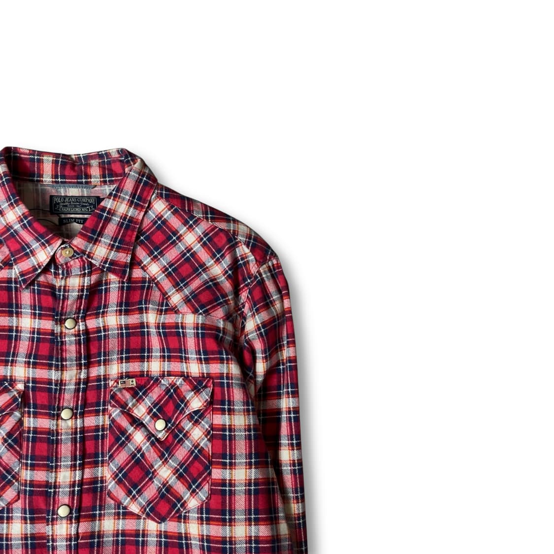 폴로랄프로렌 딥핑크 블루 멀티 체크 투포켓 긴팔 셔츠 슬림핏 M 상품이미지2