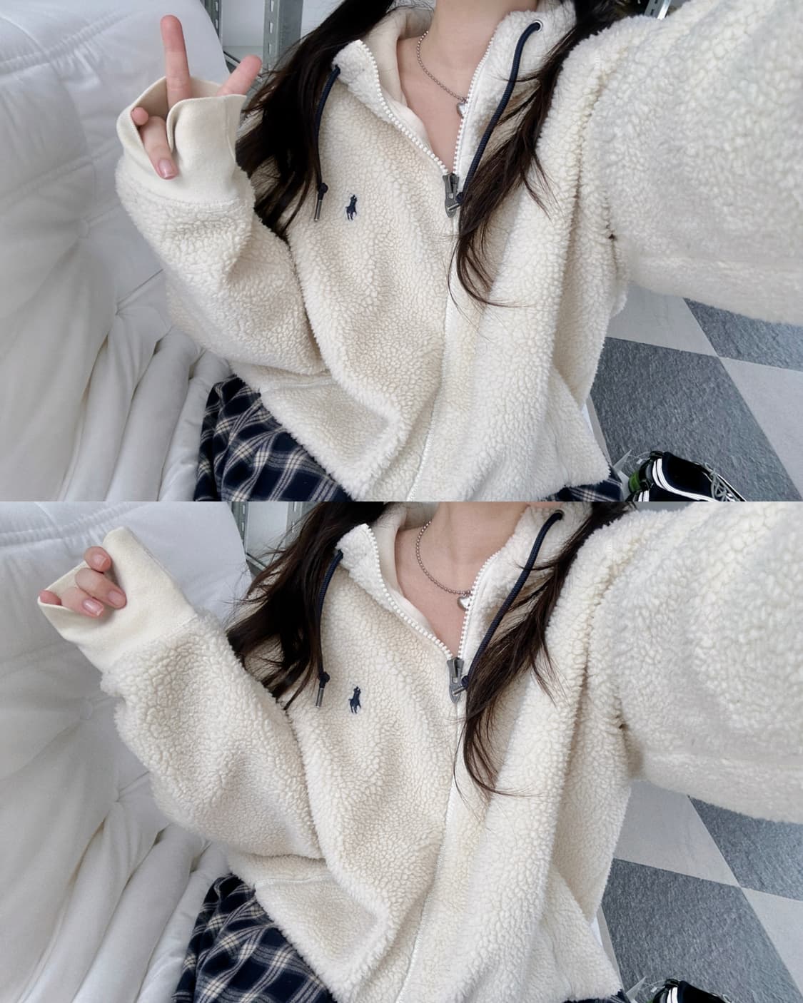 폴로 랄프로렌 아이보리 플리스 후드집업 상품이미지9
