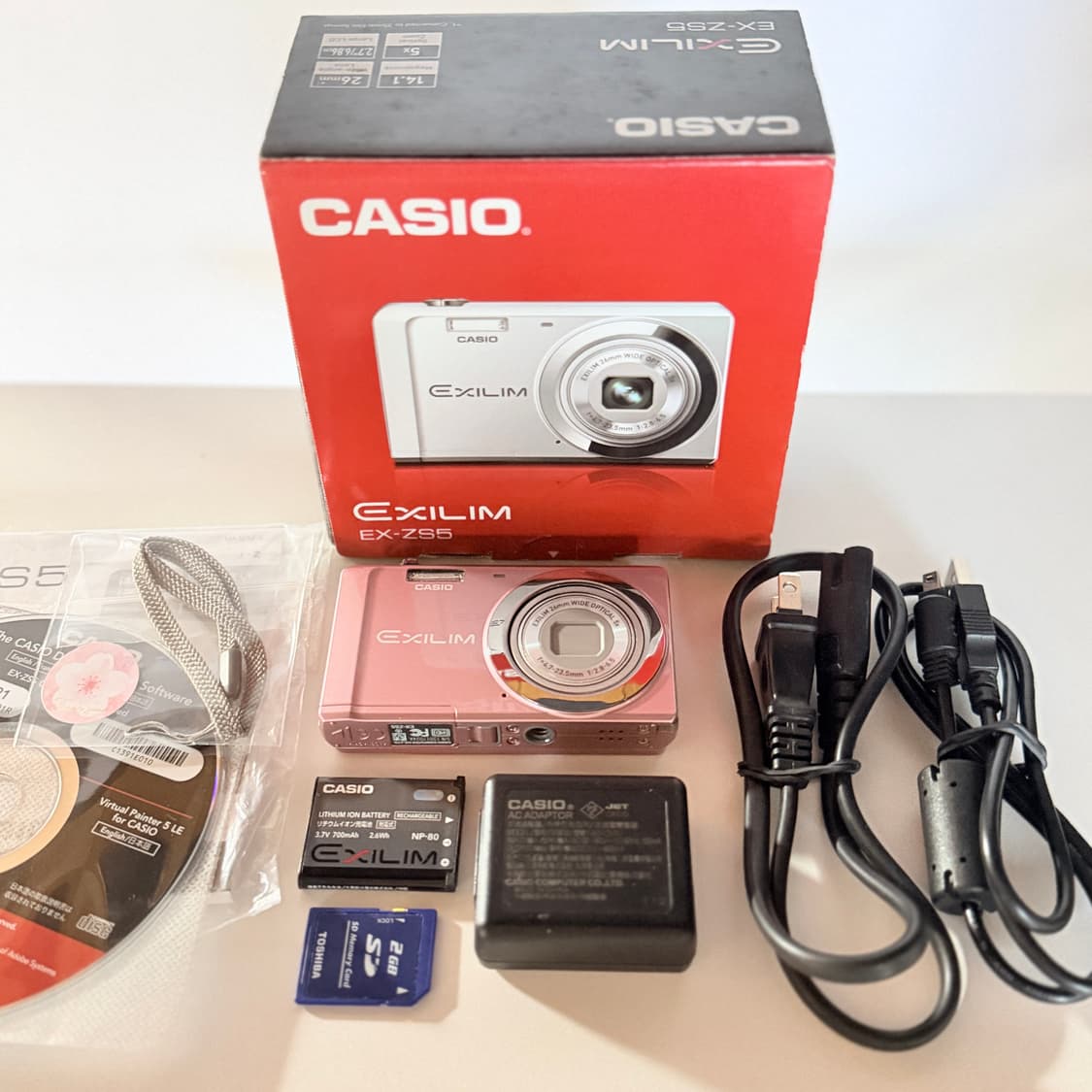 🎀미품/ 풀박스 베이비핑크 카시오 엑슬림zs5 ex-zs5 빈티지디카 상품이미지2
