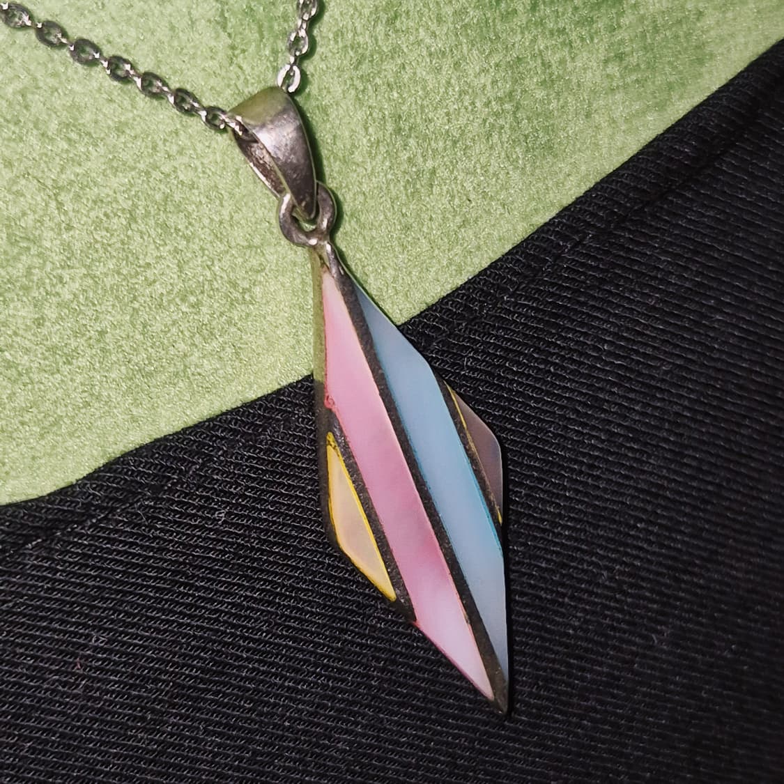 80s 멕시코 자개 인레이 실버 925 목걸이 상품이미지9