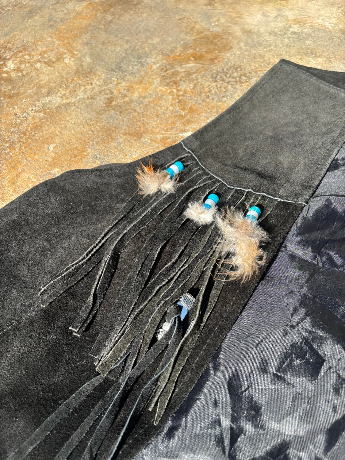 Vintage Native Style Fringe Suede Vest 상품이미지7