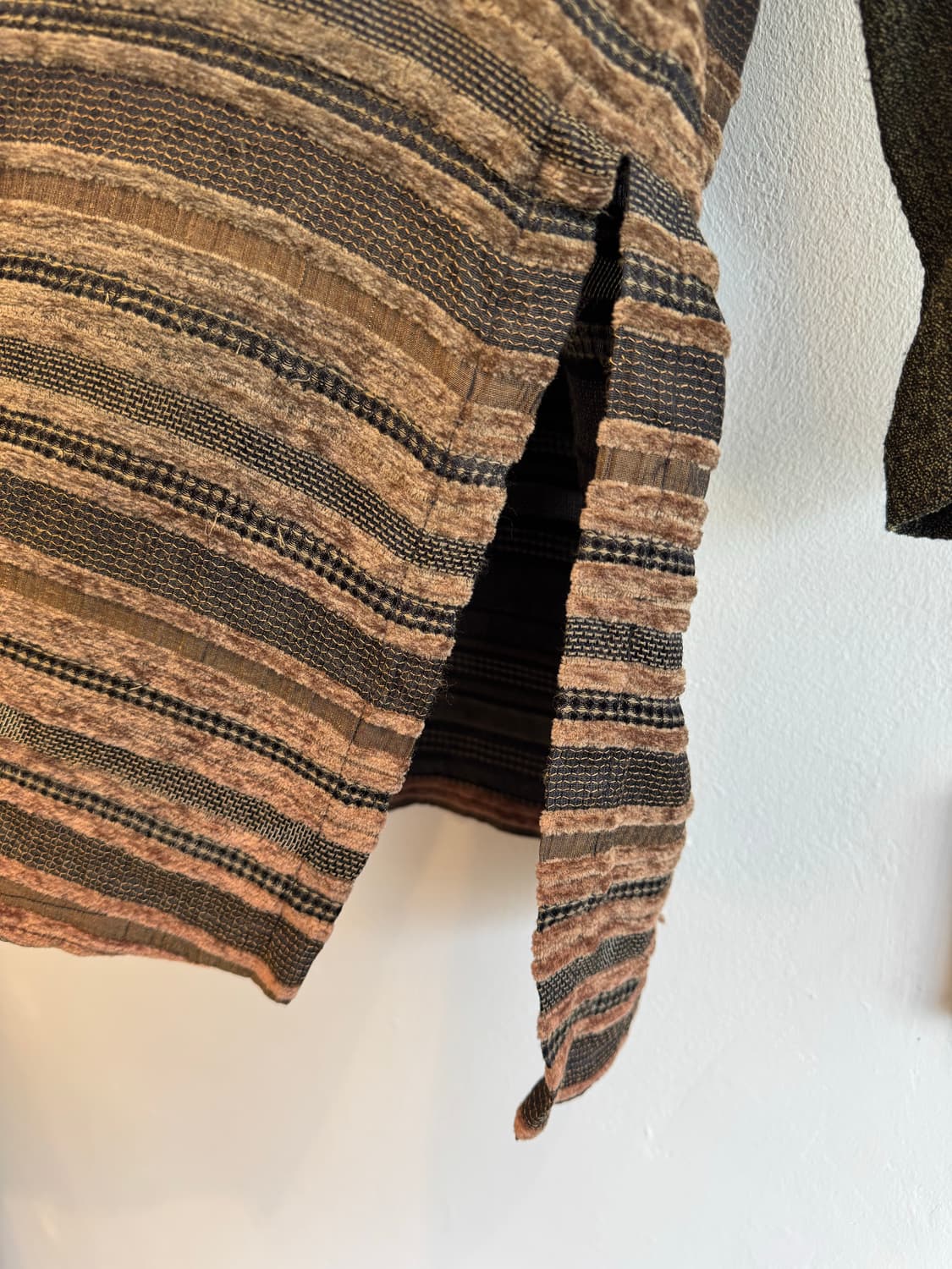 카키 스트라이프 롱 가디건 상품이미지5