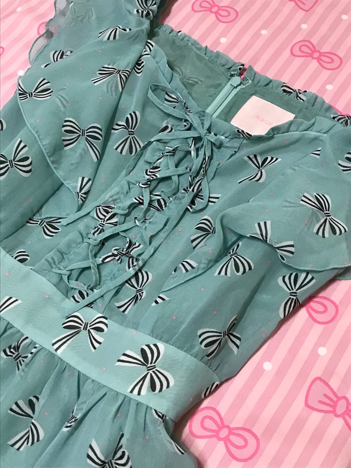 민트 리본도트 레이스 원피스 하치코 나나  상품이미지4