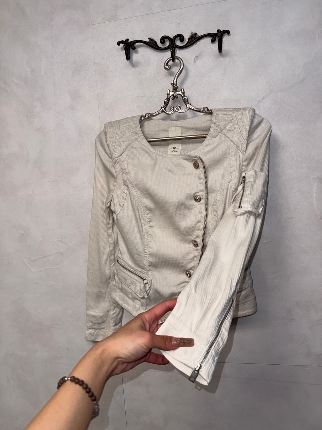 O’2ND ivory linen button military jacket 상품이미지2