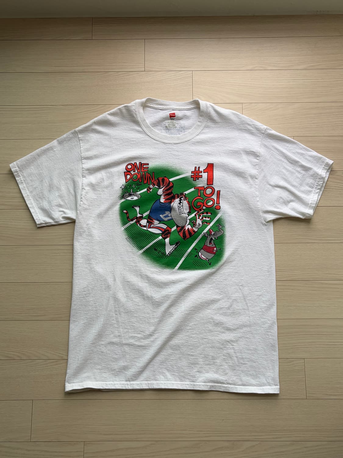 00s Hanes 헤인즈 미식축구 카툰 프린팅 티셔츠 L (100) 상품이미지2