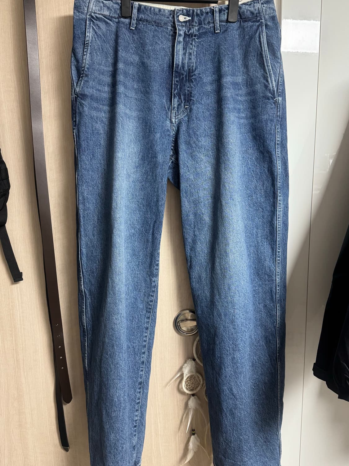 포터리 원워시드 와이드 데님 미드블루 5 사이즈 팝니다.  상품이미지1