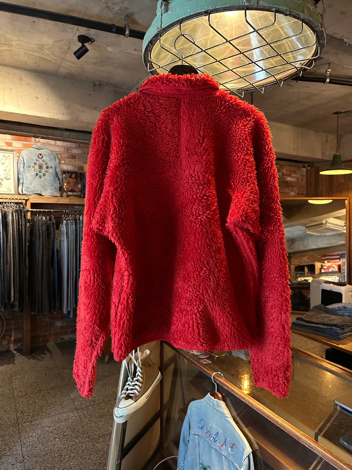 00s USA 빈지 파타고니아 레트로 딥파일 레드 자켓 상품이미지4