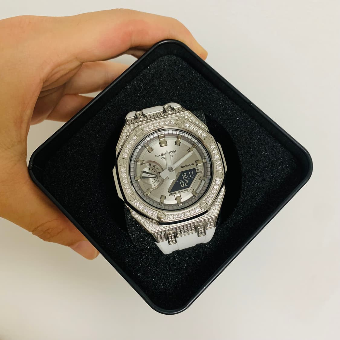 ICED OUT 지샥 GA-2100 지얄오크 실버 보석 세팅 시계 상품이미지5