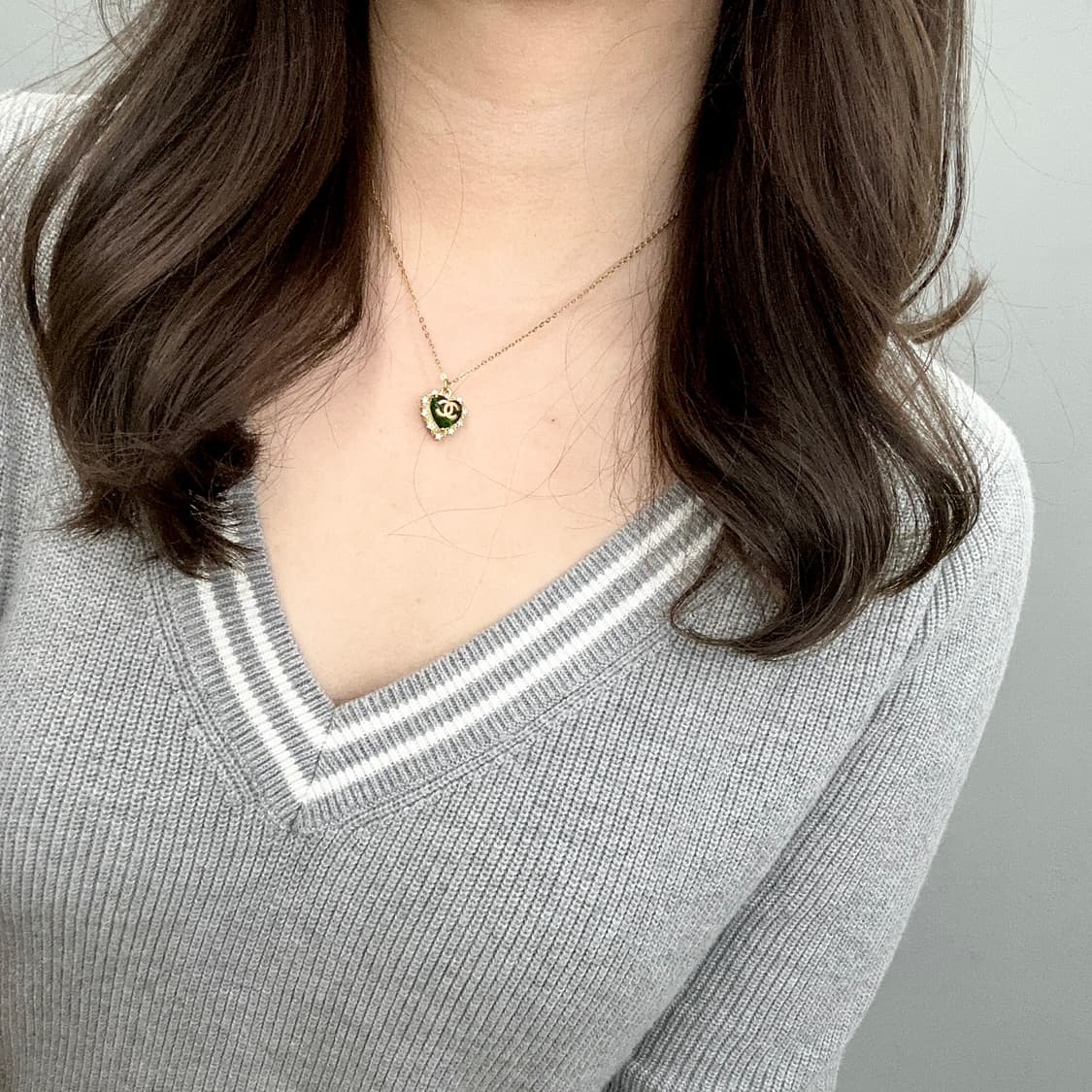 미니 하트 그린 큐빅 목걸이 상품이미지4