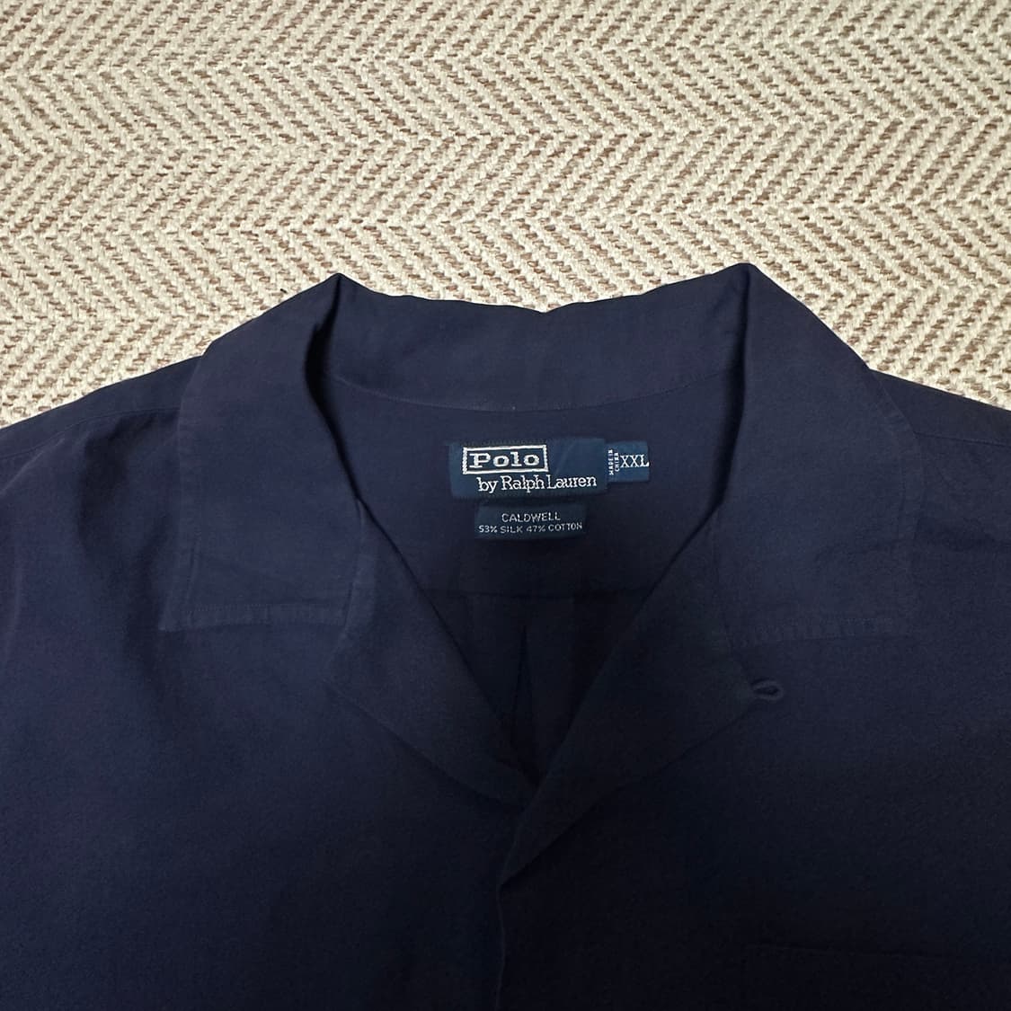 POLO RALPH LAUREN silk half shirt navy 상품이미지3