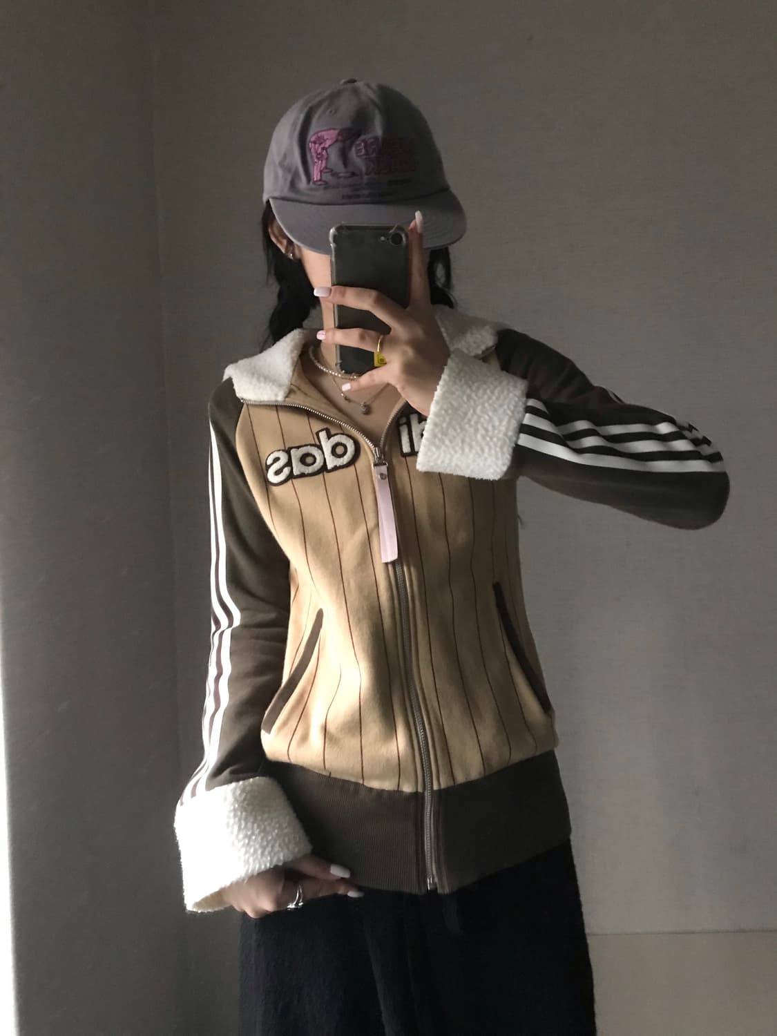 아디다스 00s 브라운 퍼후드집업 상품이미지3