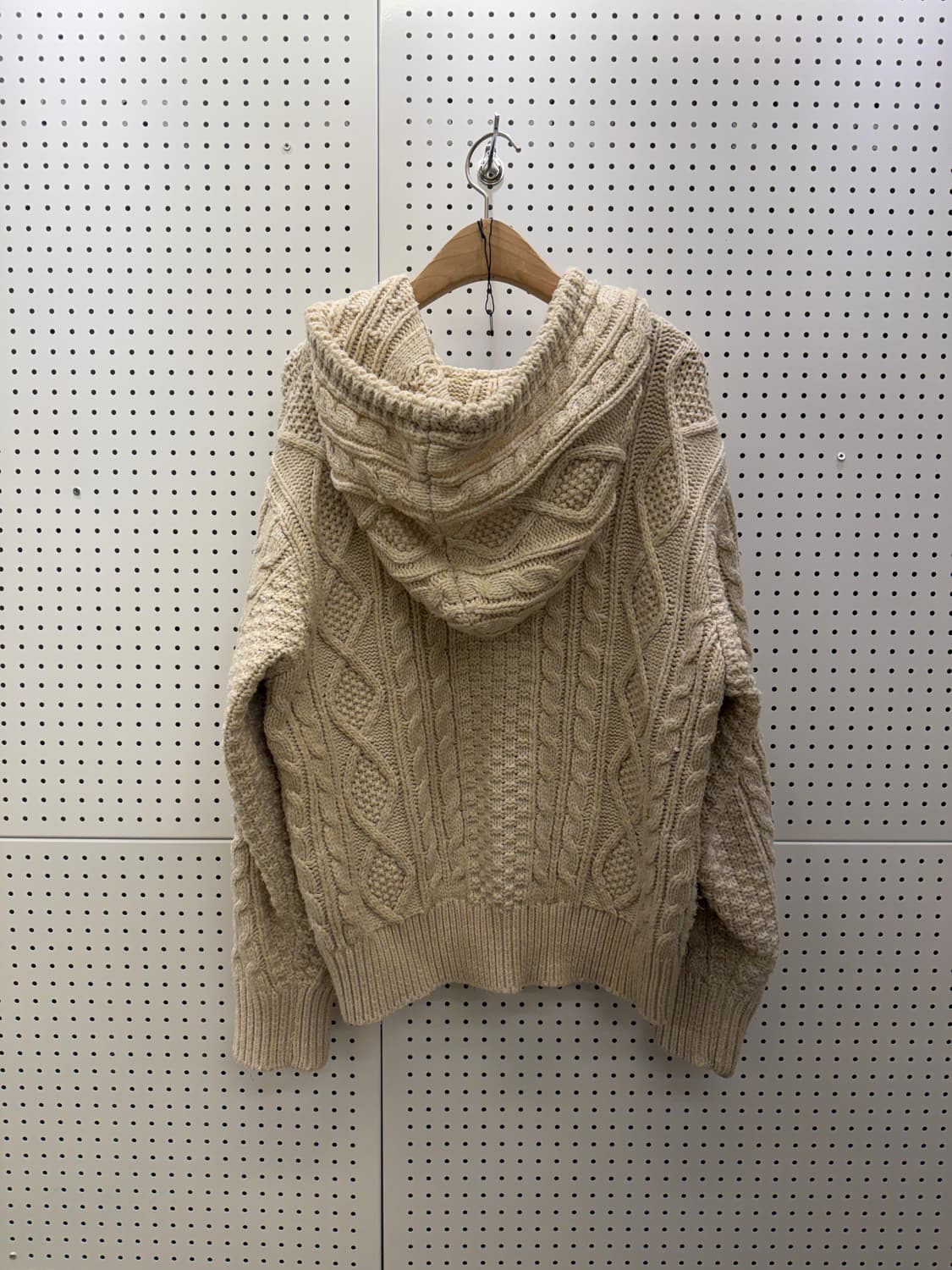 트릴리온 케이블 니트 집업 후드 베이지 U421 상품이미지3