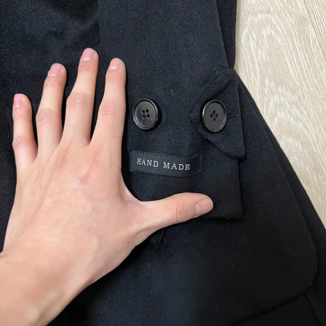 로리에트 핸드메이드 캐시미어 블랙 코트 M/95  상품이미지4