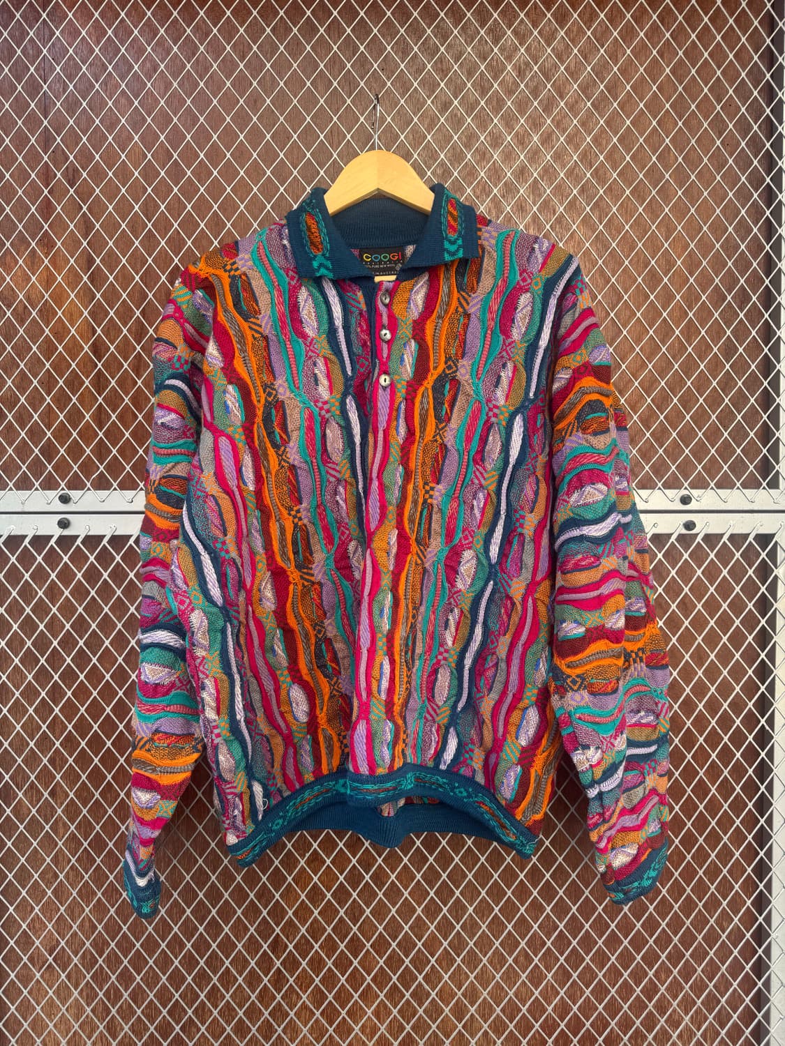 쿠지 COOGI 입체케이블 멀티컬러 카라 니트 M 상품이미지1