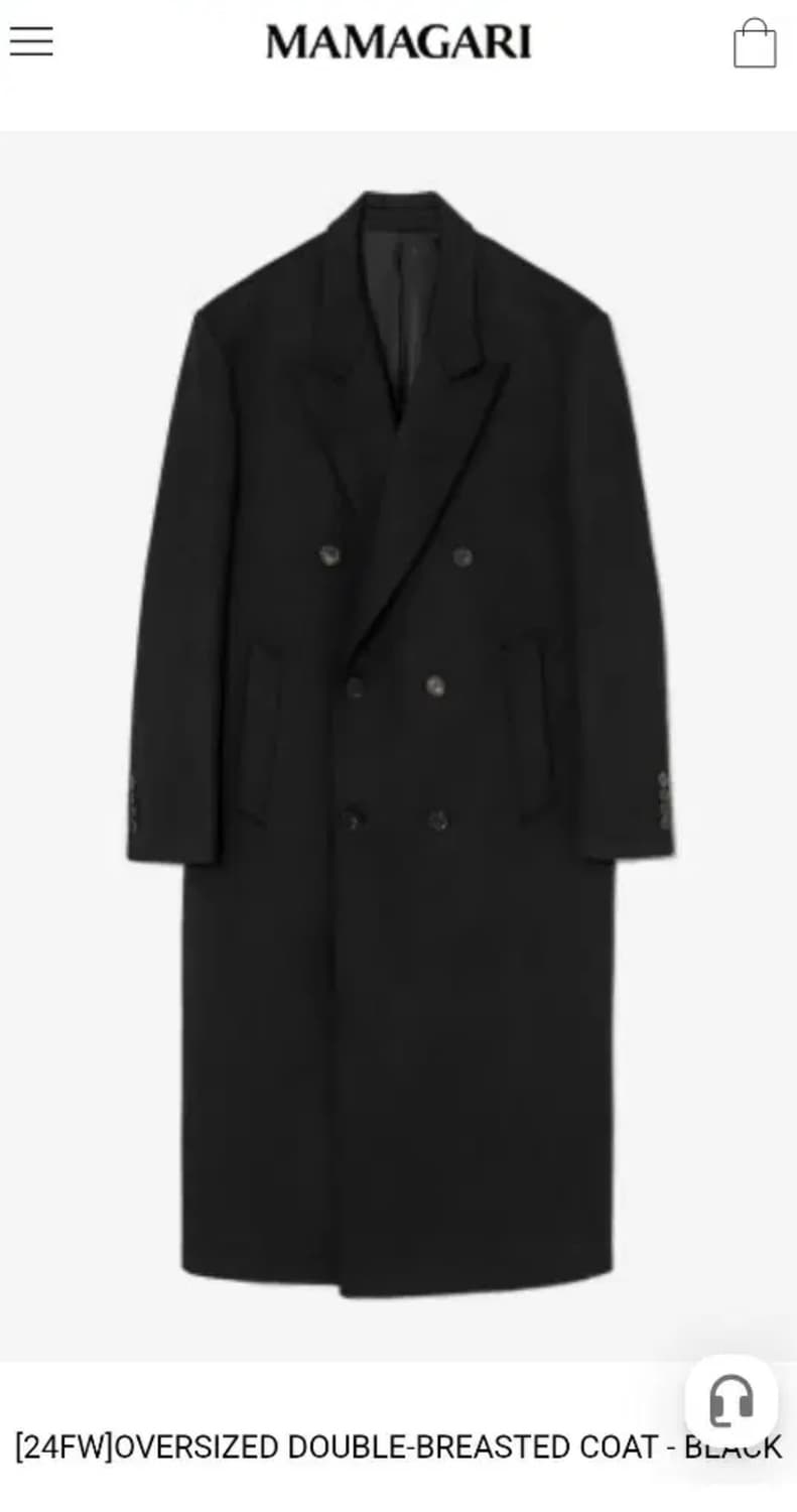 마마가리 오버사이즈 더블 브레스티드 코트 블랙 48 상품이미지1