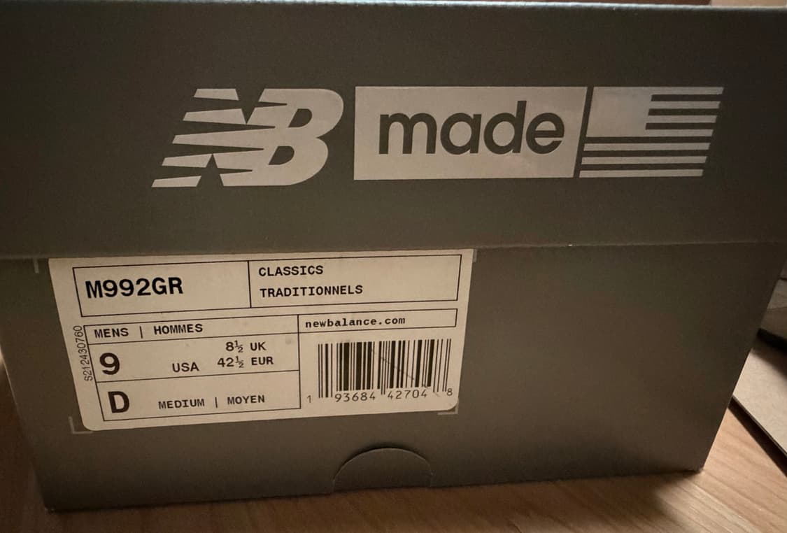 뉴발란스 992 GRAY US9 상품이미지5