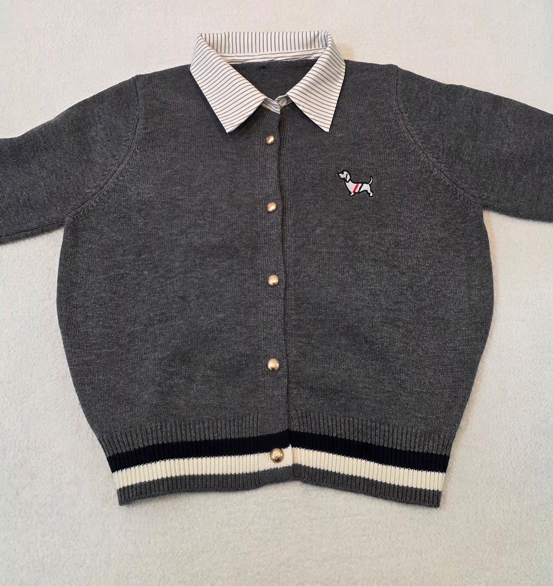 (여성) 닥스훈트 자수 넥카라 니트 상품이미지4