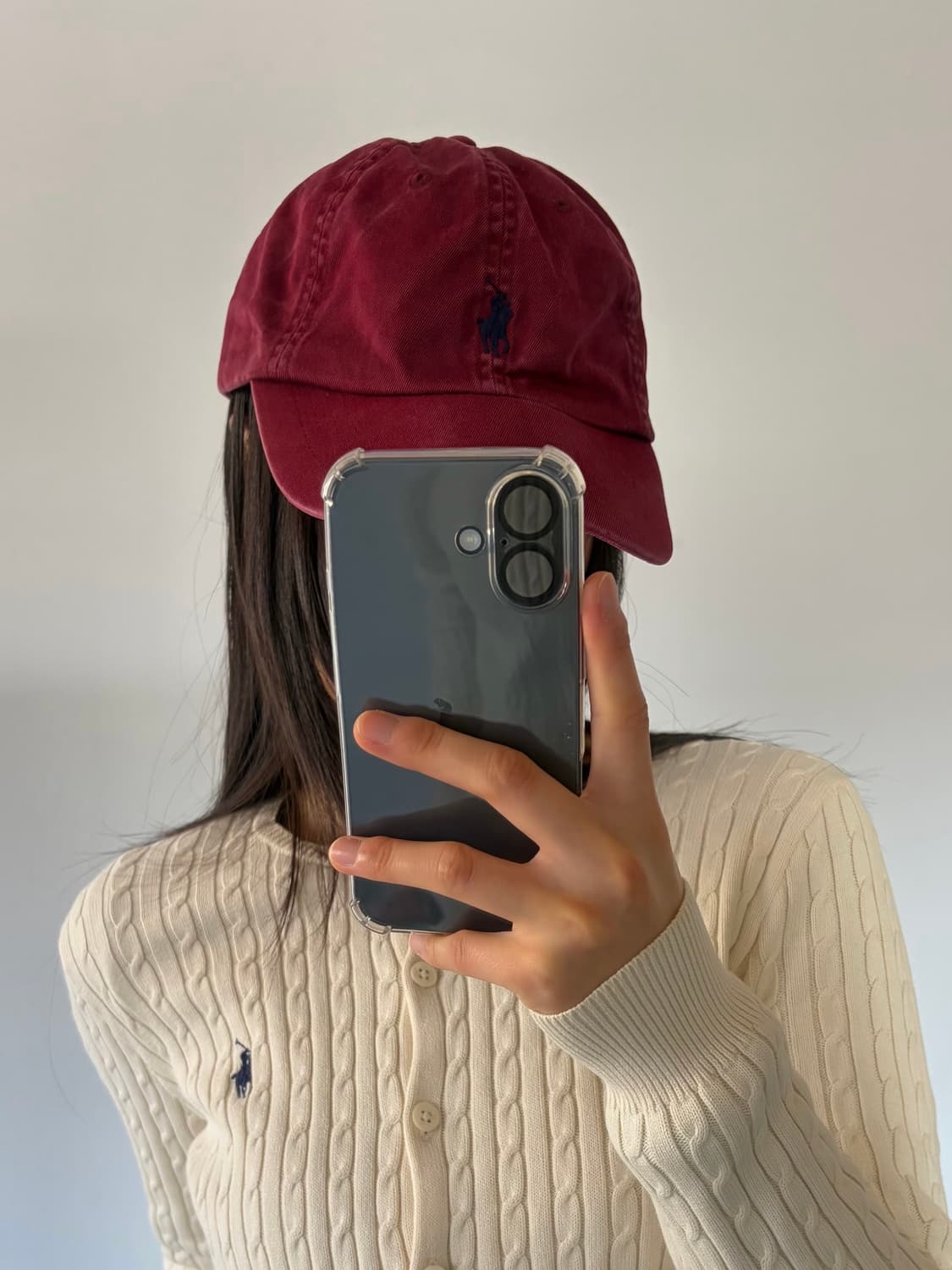 폴로 랄프로렌 코튼 치노 페이드 볼캡 모자 버건디 상품이미지1