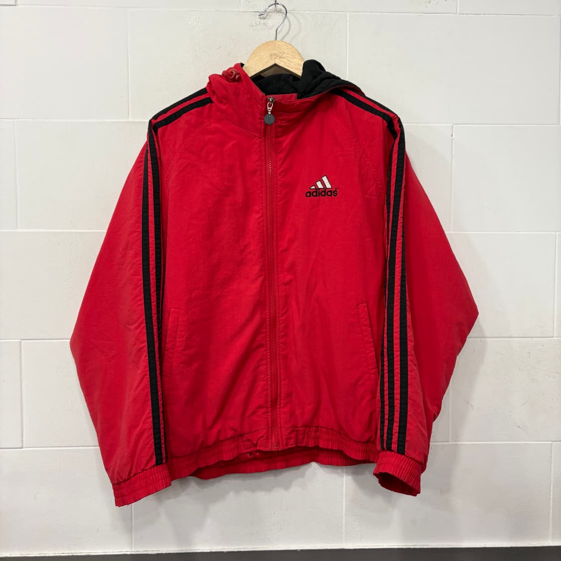 90's 아디다스 올드스쿨 퀼팅 후드 바람막이 자켓 상품이미지1