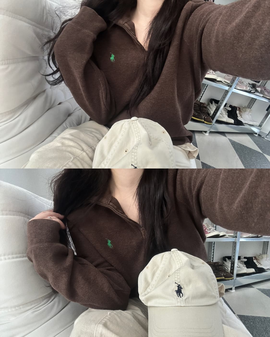 폴로 랄프로렌 브라운 코튼 하프집업 상품이미지3