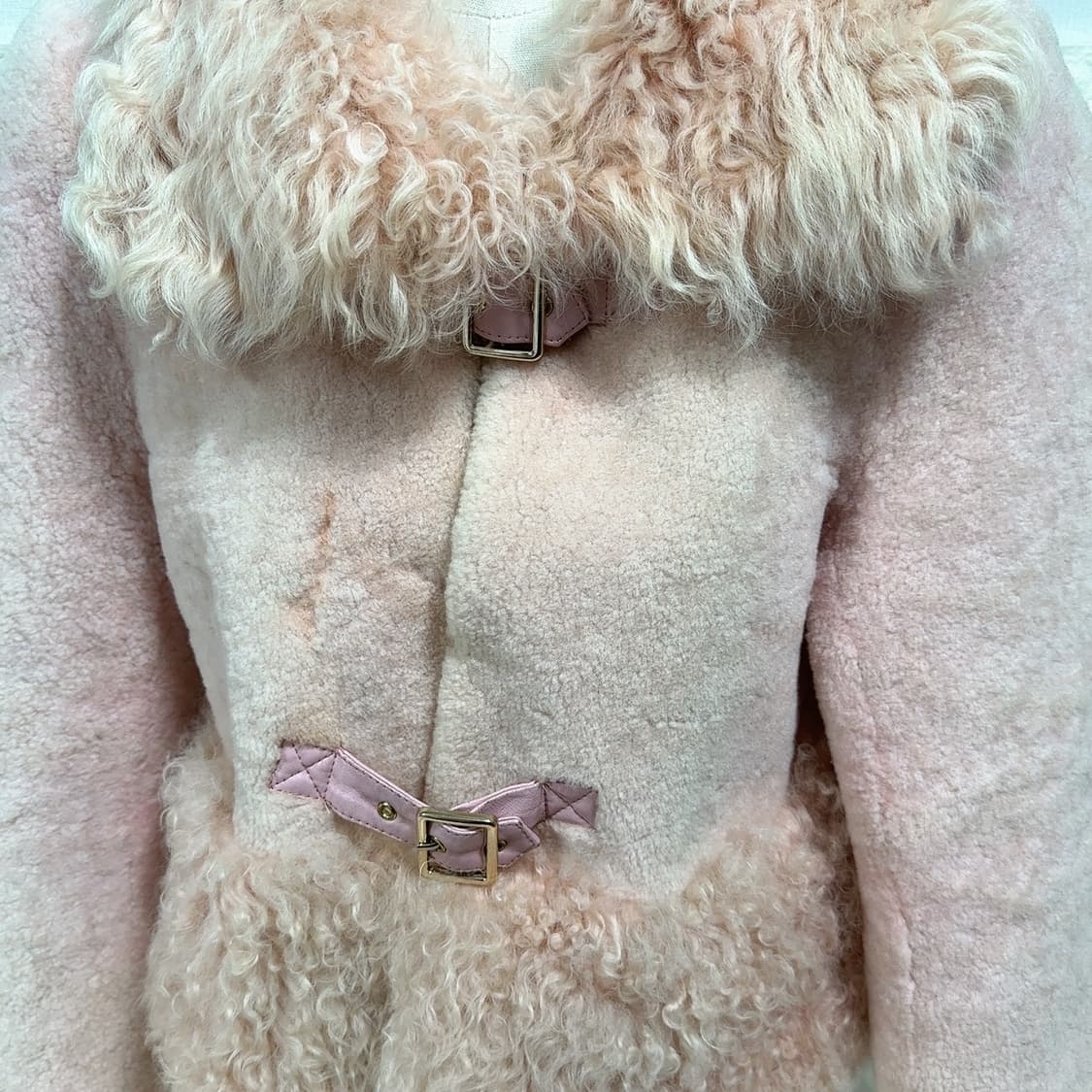 빈티지 연한 핑크 토스카나+메리노 양털 양가죽 무스탕 상품이미지3