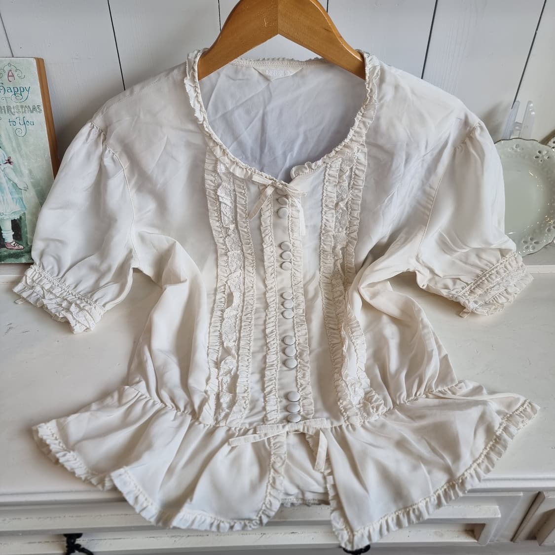 (INGEBORG) 아이보리 레이스 프릴 블라우스 상품이미지9