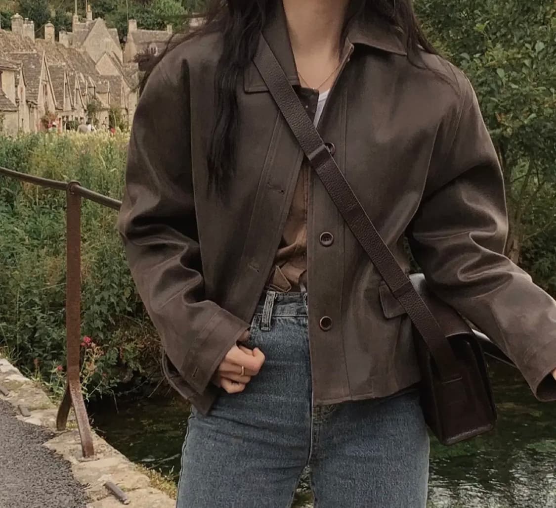 슬로우앤드 슬앤 베지터블 빈티지 레더자켓 브라운 레더자켓 상품이미지1