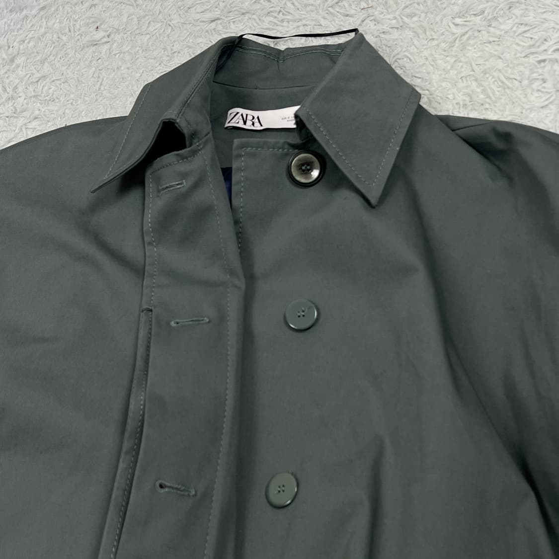 자라 ZARA 여성 맥코트 오버핏 롱 트렌치코트 카키 상품이미지8