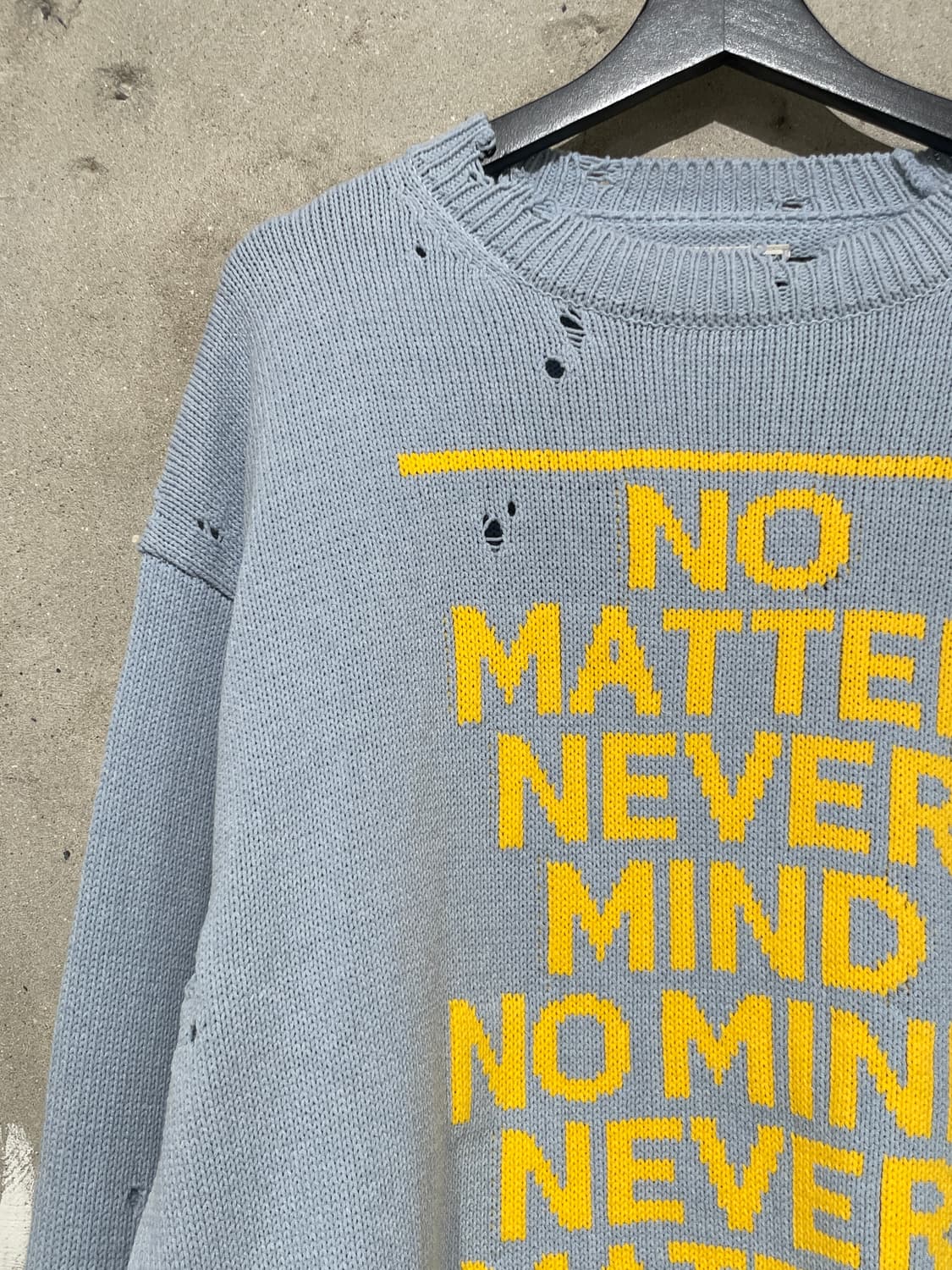 미하라 야스히로 스카이 블루 메세지 자카드 스웨터 상품이미지2