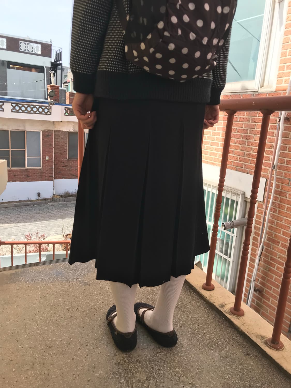 블랙 플리츠 스커트 상품이미지1