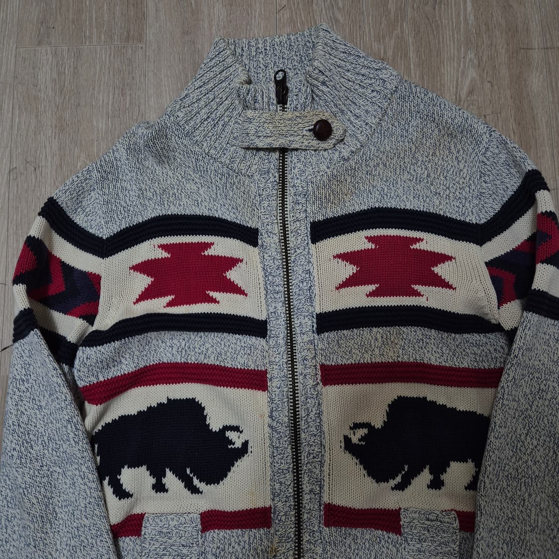 슈퍼드라이 드라이굿즈 아즈텍 코위찬 니트 집업 가디건 M(95) 상품이미지2