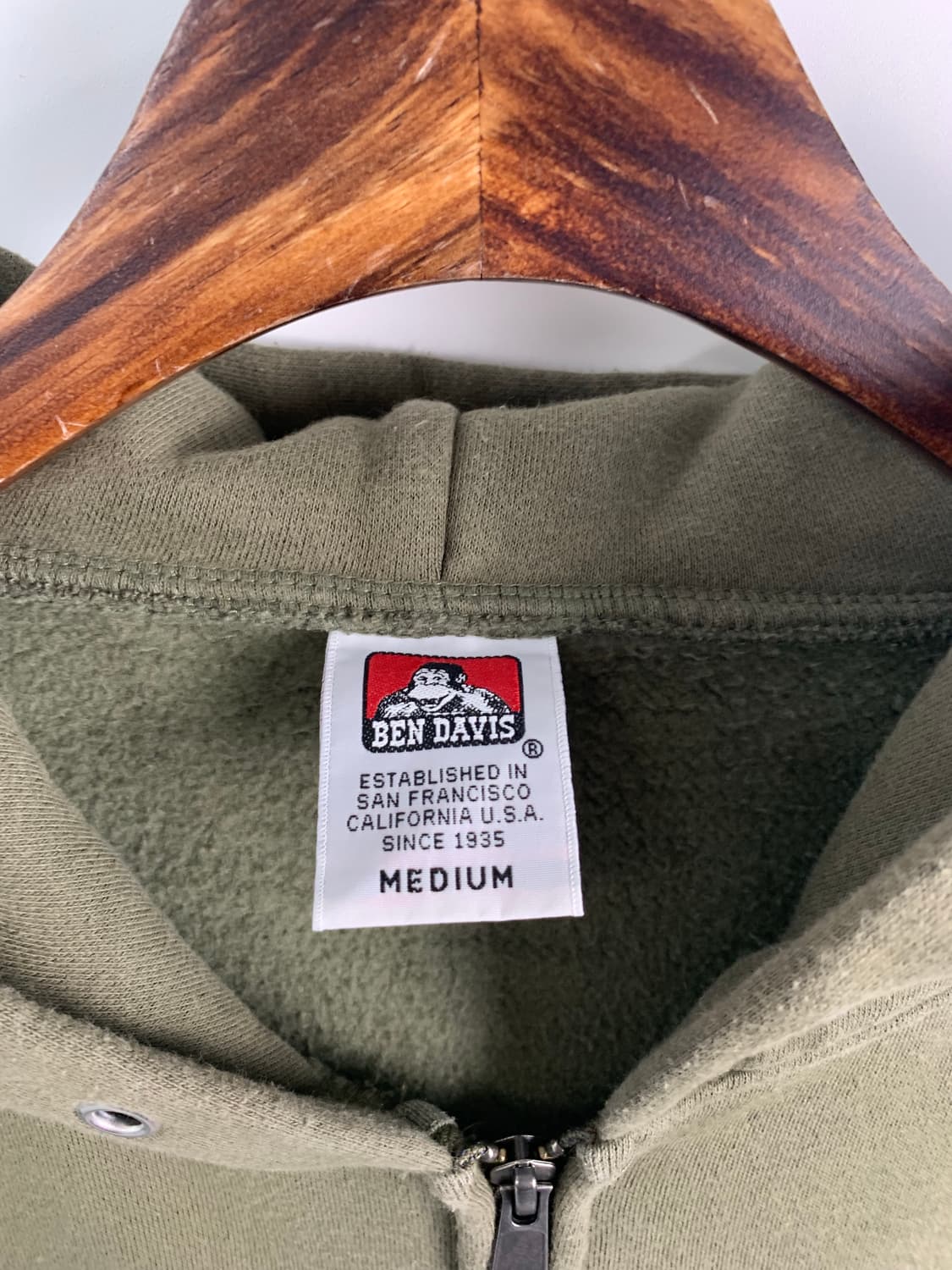 벤 데이비스 자수로고 카키 후드집업 상품이미지7