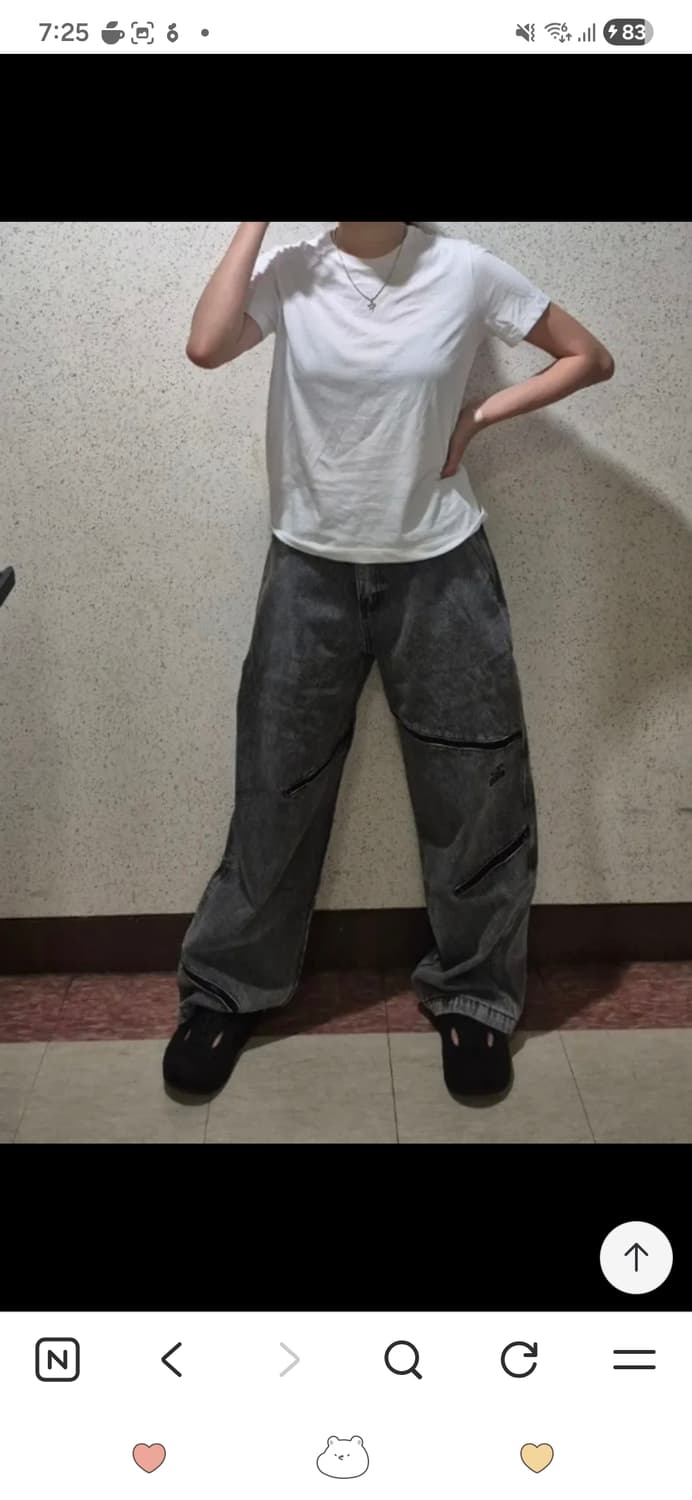 트래블 오픈 지퍼 워싱 데님 팬츠 더티 화이트 상품이미지2