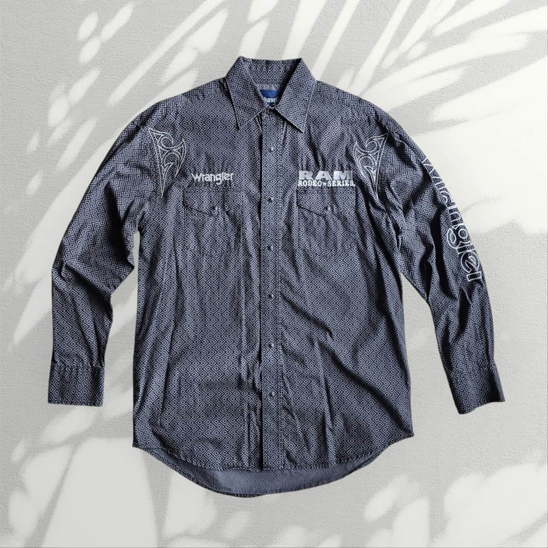 M L 100 ) 랭글러 RAM 로데오 웨스턴 셔츠 자수 패턴 긴팔 남자 상품이미지1