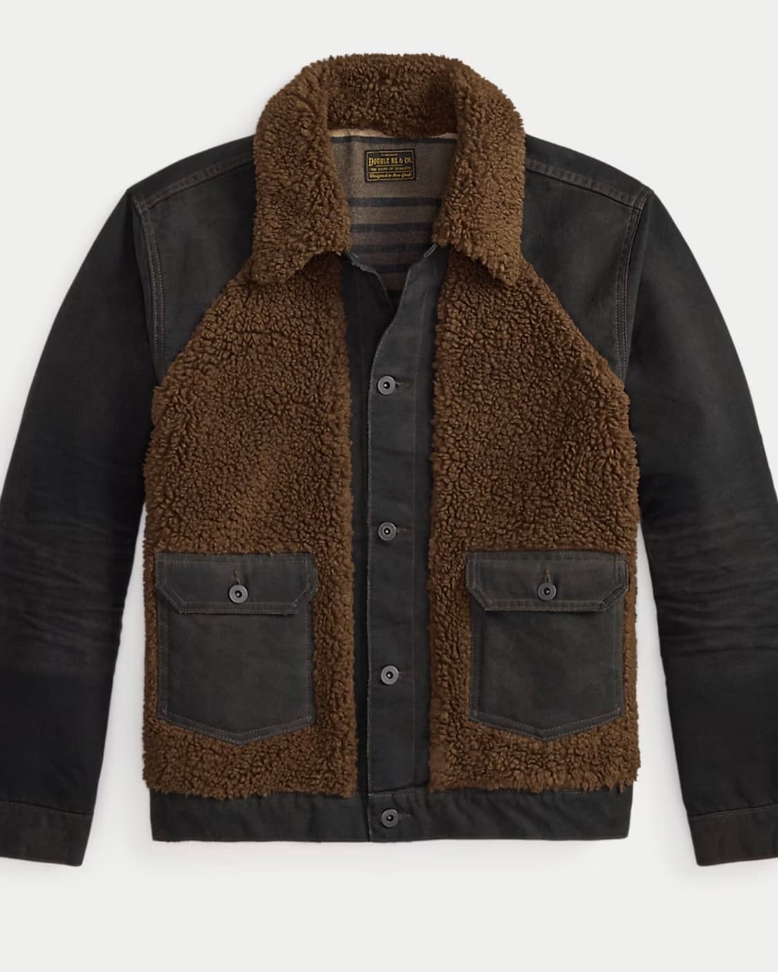 rrl 플리스 패널 캔버스 그리즐리 자켓 L 상품이미지1