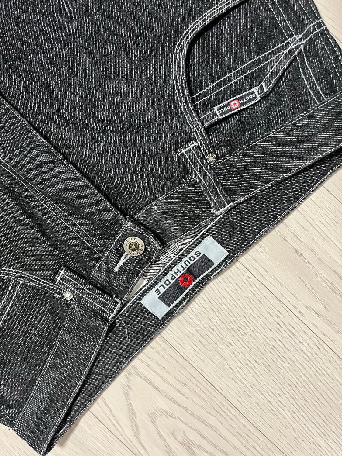 사우스폴 southpole 흑청 스티치 와이드 카펜터 데님 상품이미지3