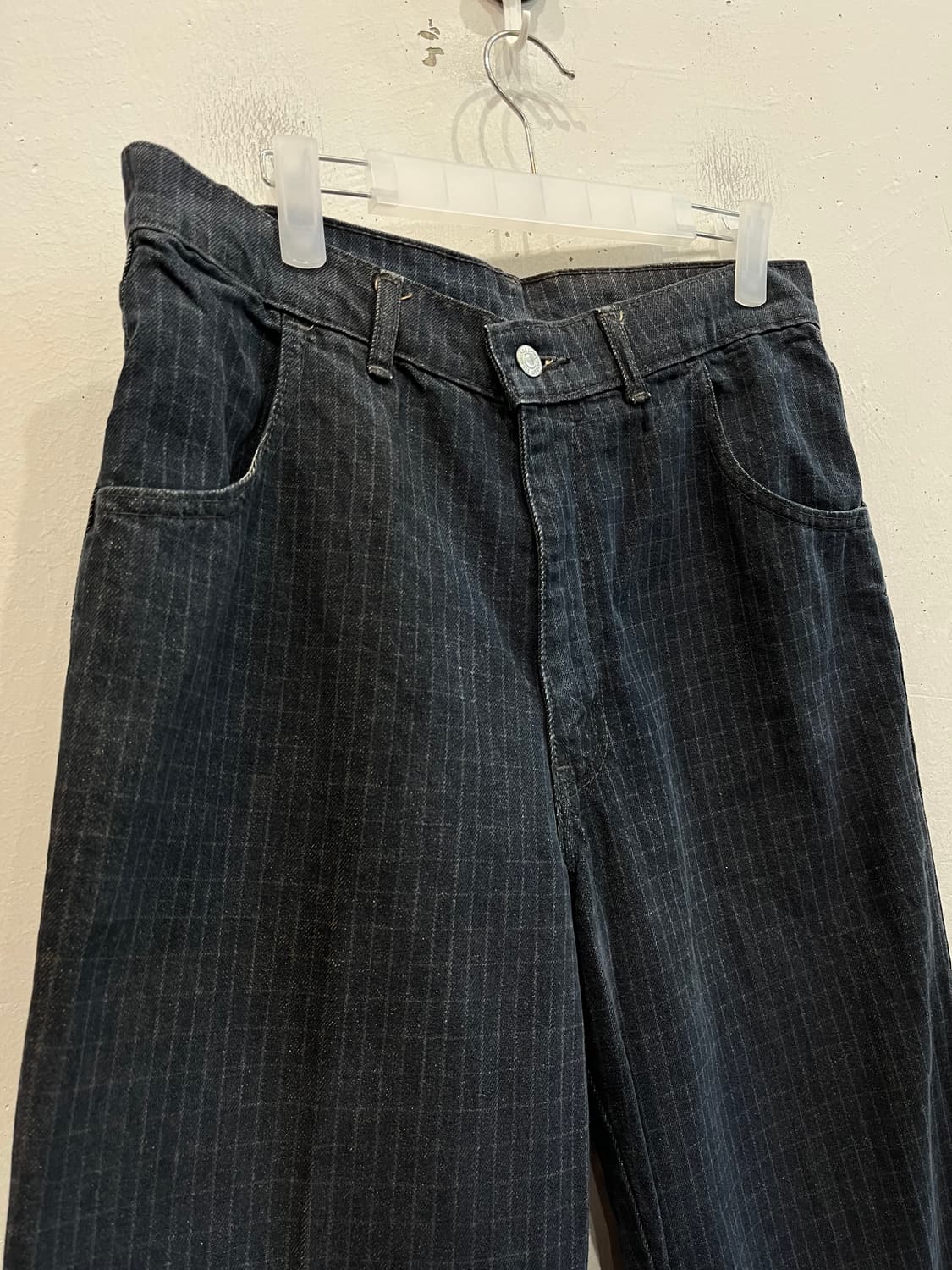 80s 리바이스 J22 레더탭 체크 데님팬츠 Made in JAPAN  상품이미지6