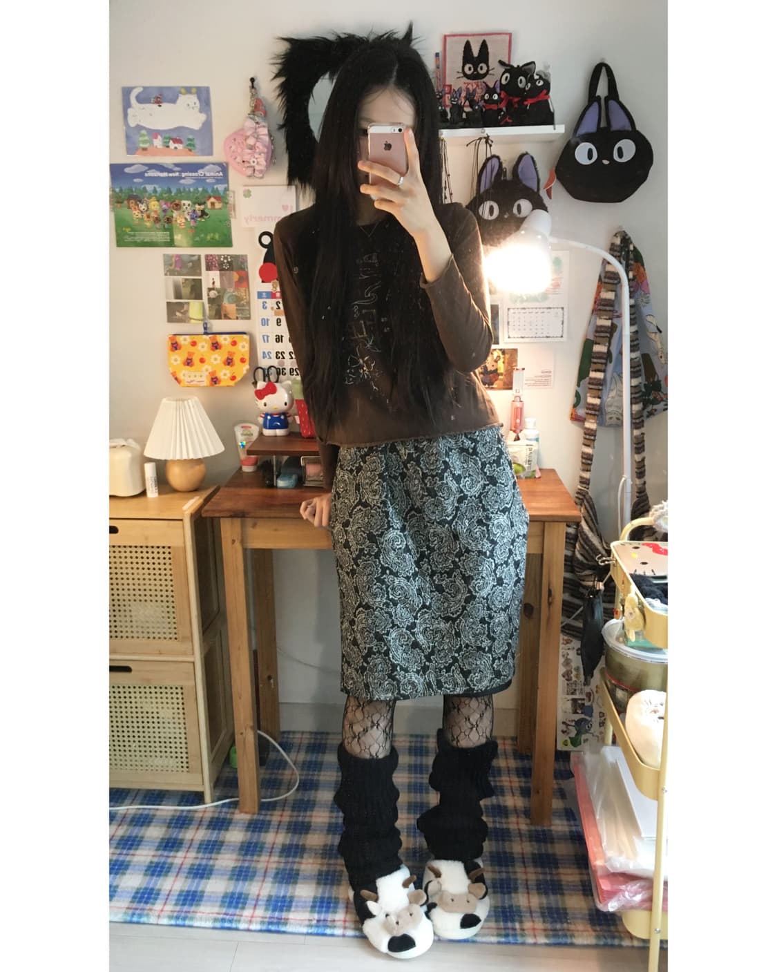 vintage paisley midi skirt black 상품이미지4