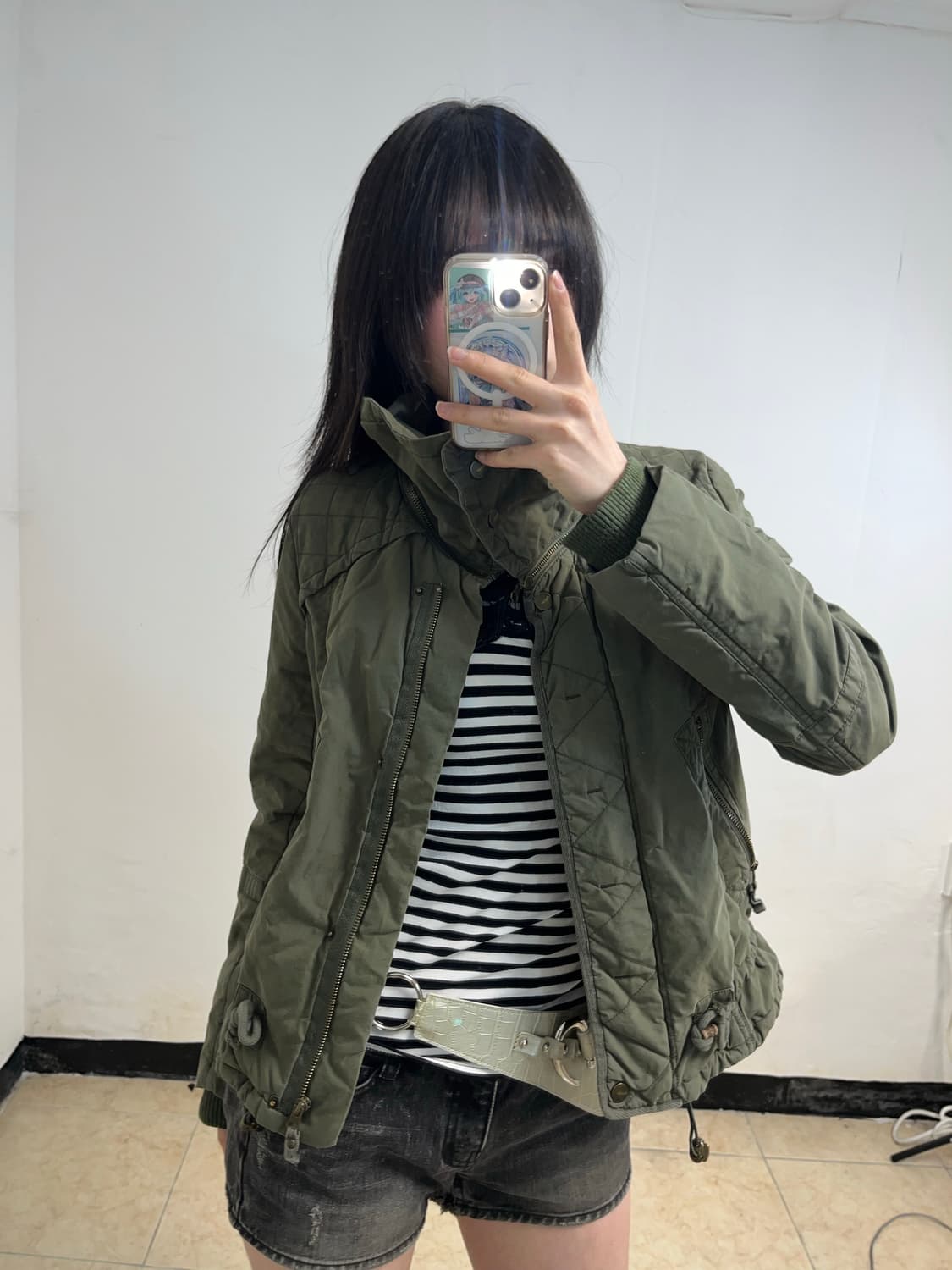 00‘s 카키 하이넥 자켓 상품이미지4