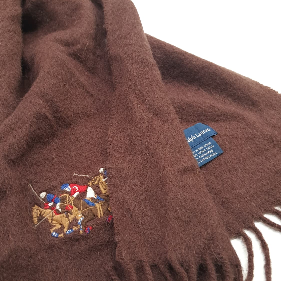 MX147 폴로 랄프로렌 브라운 빅포니 캐시미어 램스울 목도리 머플러 상품이미지4