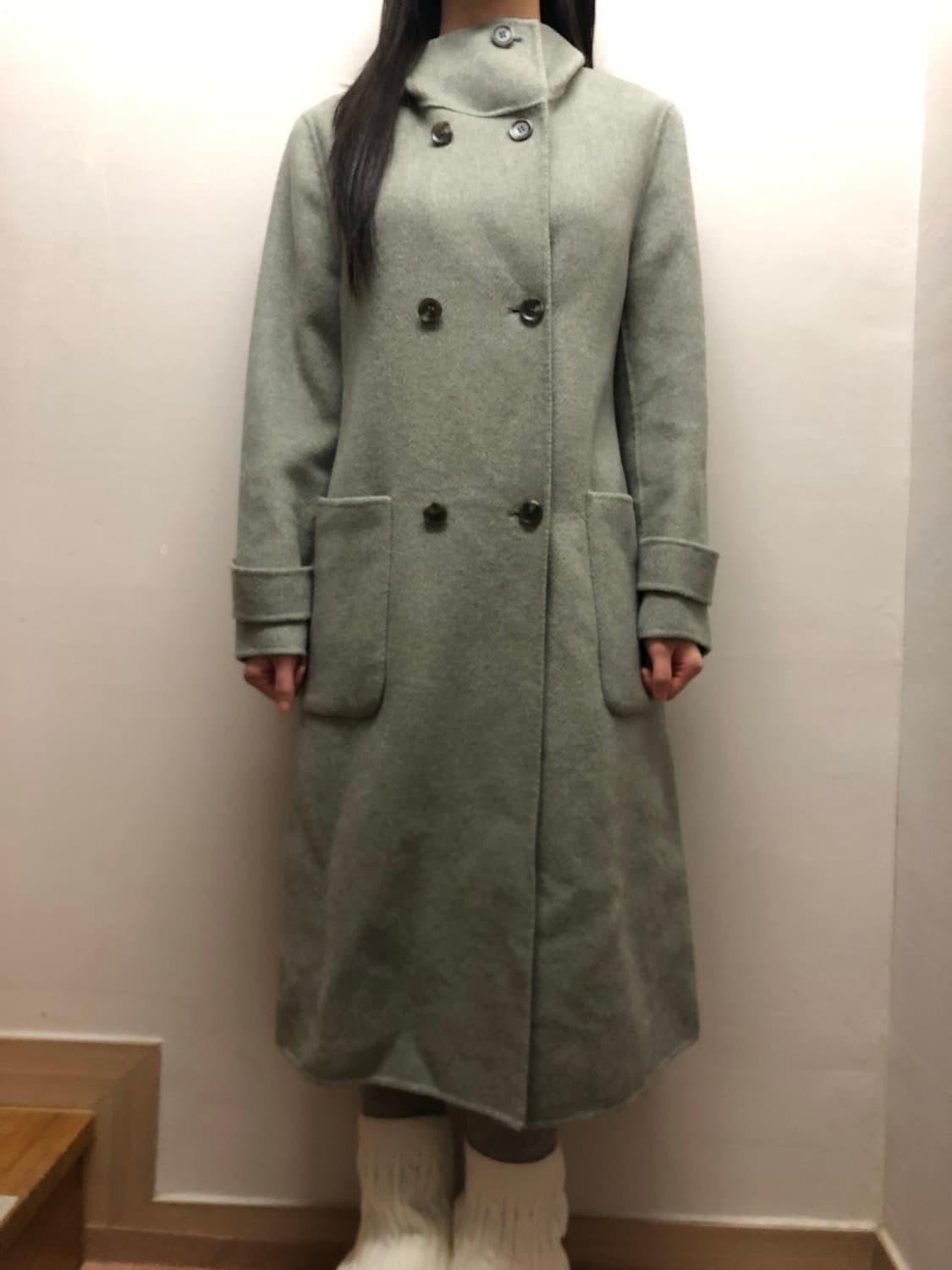 빈티지 그레이 민트 롱 코트 상품이미지9