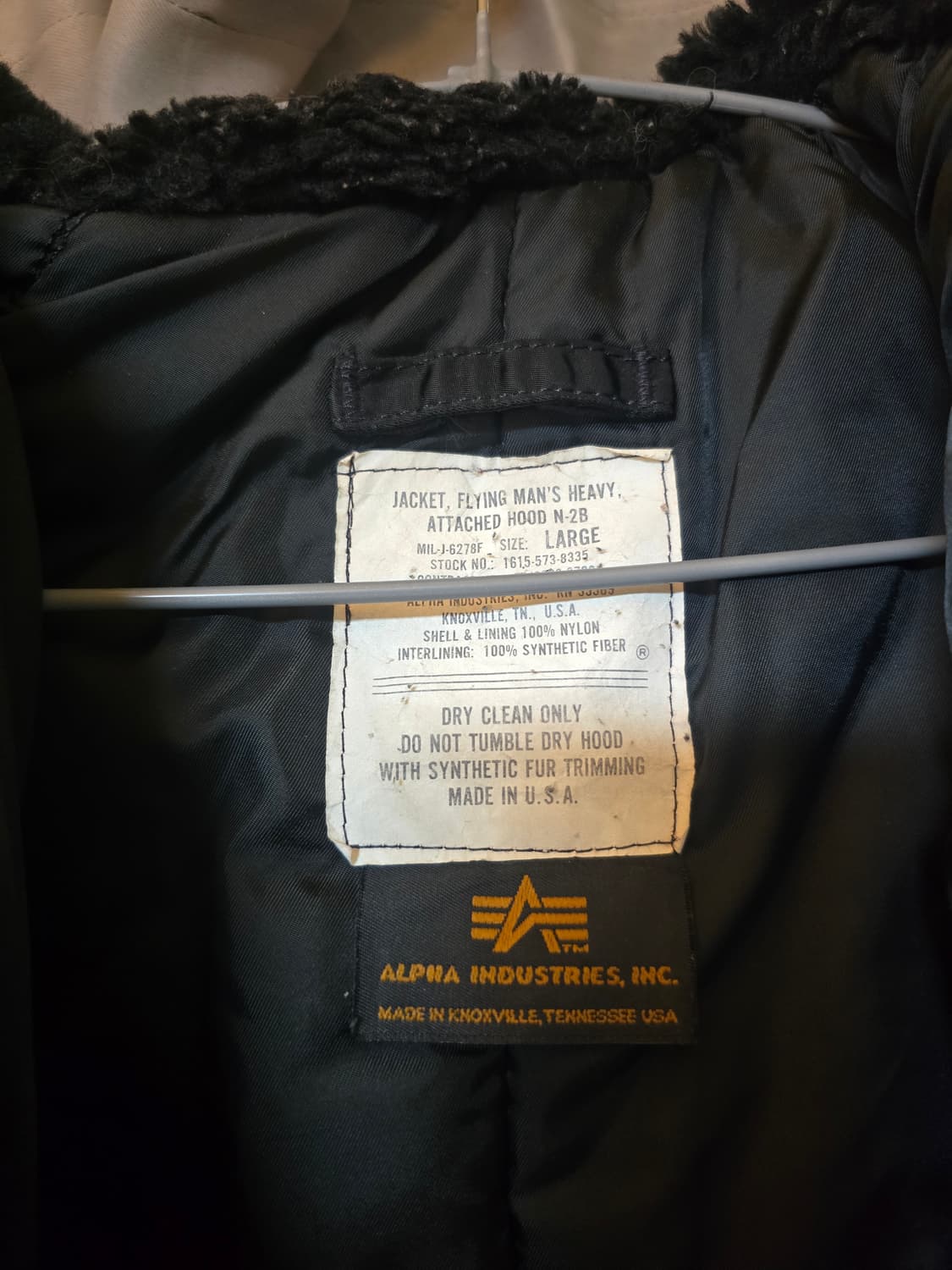 알파인더스트리 N-2B 플라이트 자켓 블랙 L 상품이미지3