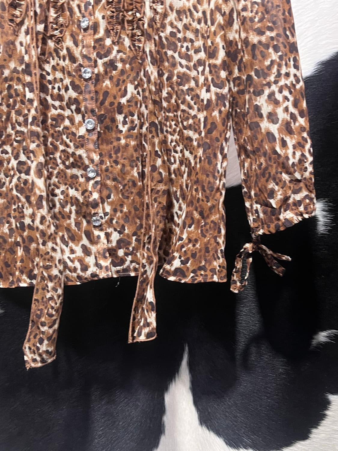 레오파드 7부 시스루 셔츠 상품이미지4