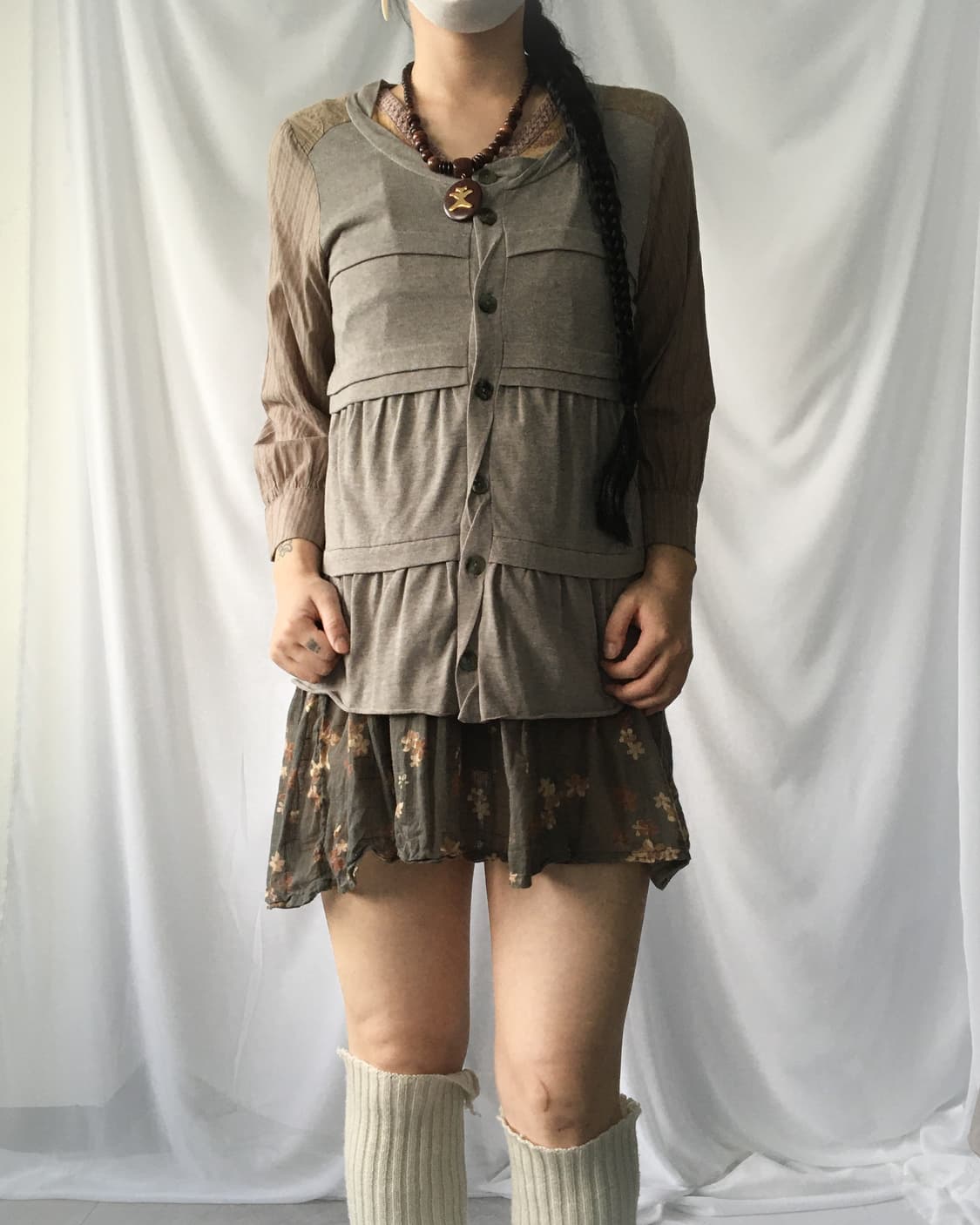 Layer patch work point blouse 상품이미지1