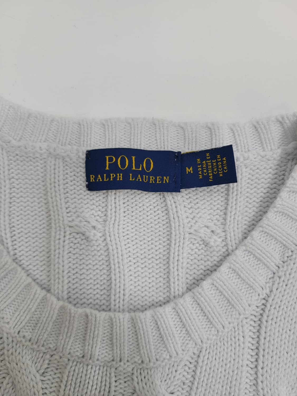 POLO 폴로 랄프로렌 케이블 반팔 니트 스웨트 / 여 M 화이트
 상품이미지5