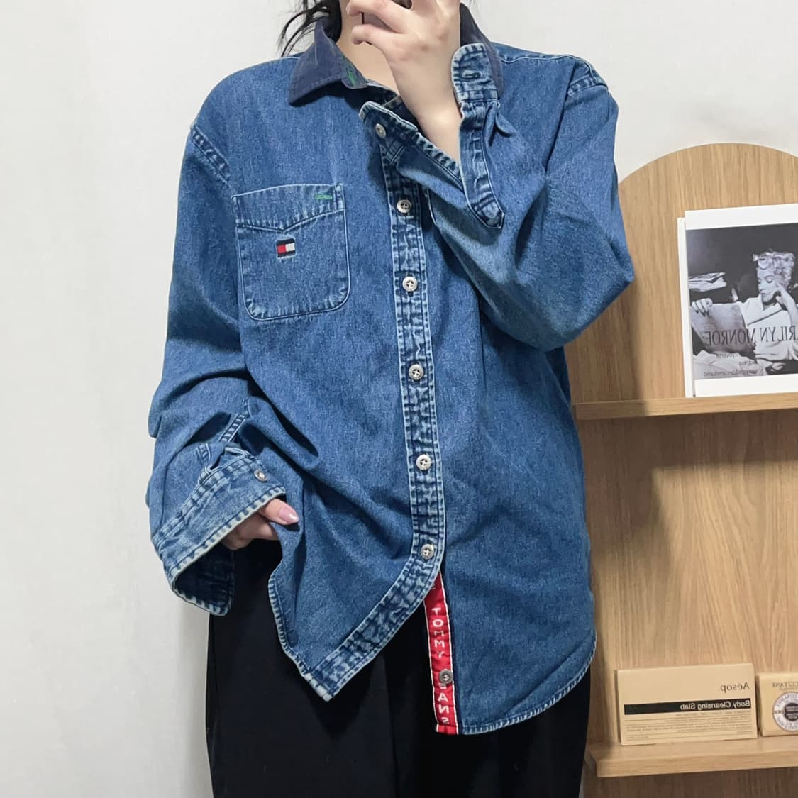 [정품] 타미 진청 중간로고 포켓 셔츠 [ XL ] 상품이미지1