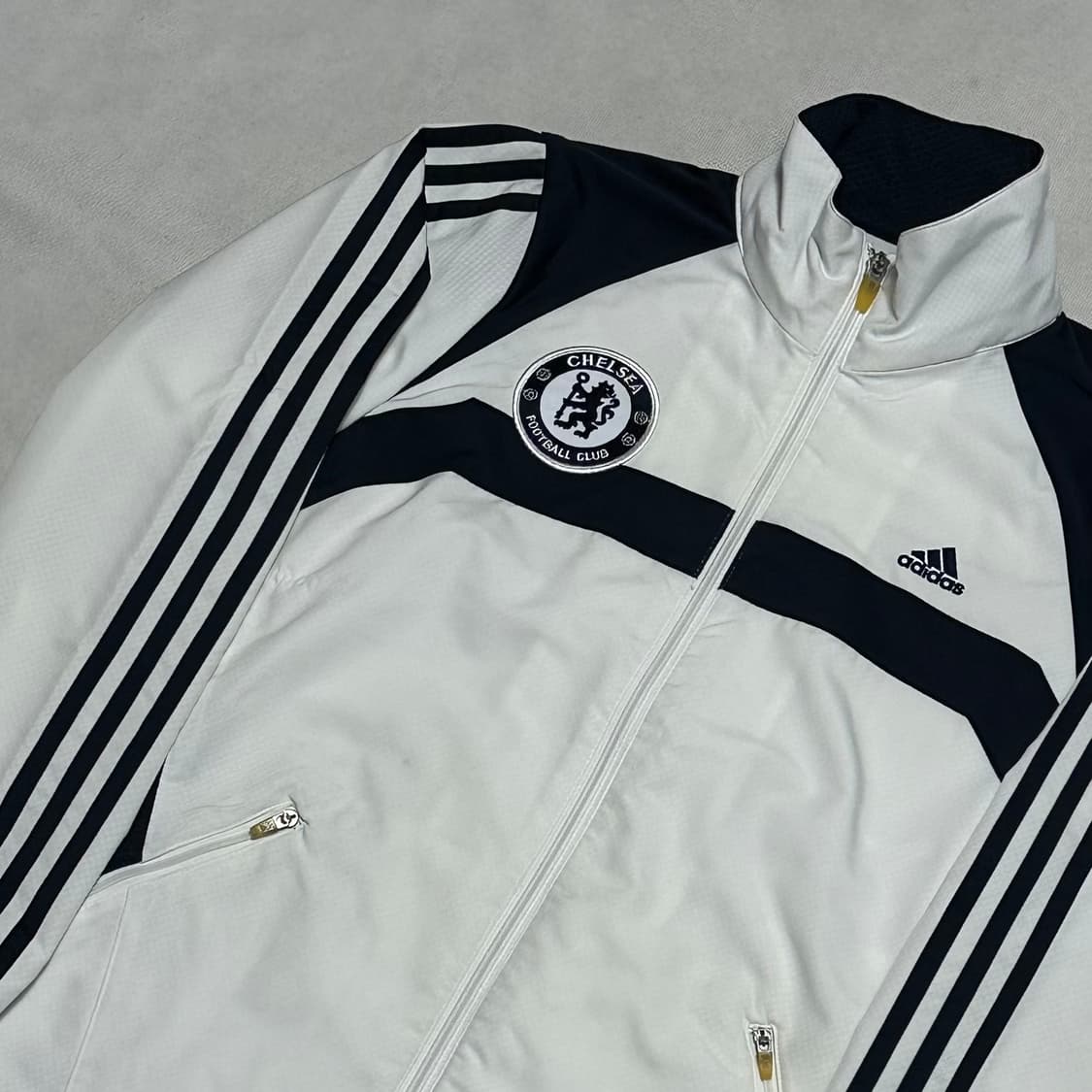 90 아디다스 첼시 화이트 네이비 배색 트랙탑 져지 상품이미지1
