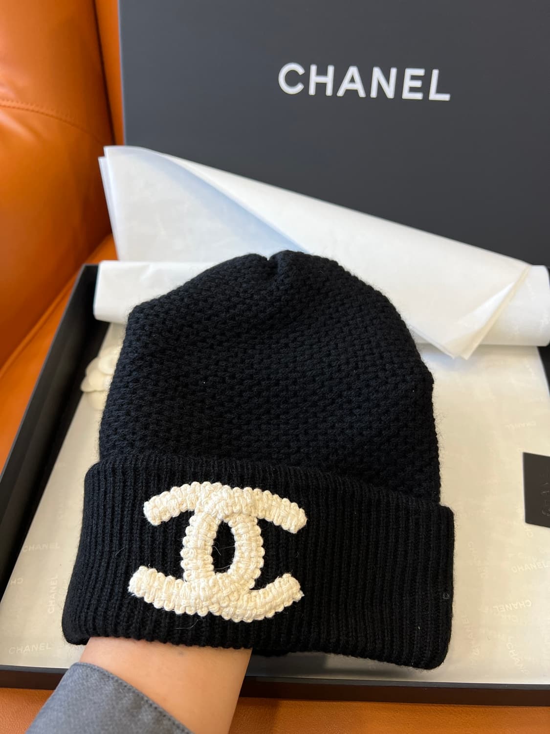 샤넬 햇 캐시미어 블랙 에크루 상품이미지4